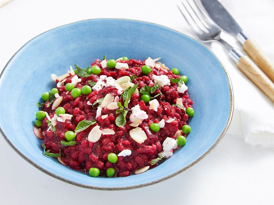 Beetroot Garden Pea Feta Risotto Aptaclub
