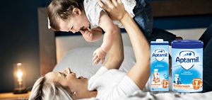 Frau mit Baby Kindermilch
