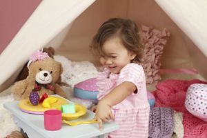 Pretend Play Tea Party at home with a TeePee Tent